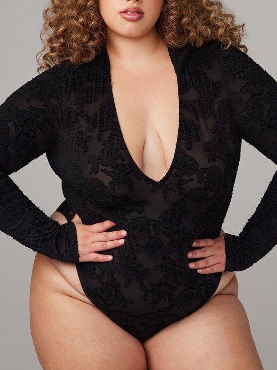 Savage X Fenty Tops - Savage x Fenty Charmed Prince Hooded Long Sleeve Bodysuit Teddy Black Caviar NWT